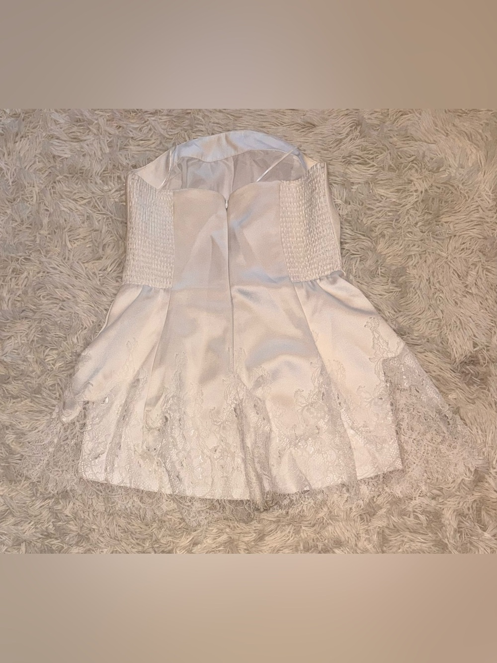 Amanda Uprichard White Strapless Mini Romper with Lace Trim - Picture 9 of 10